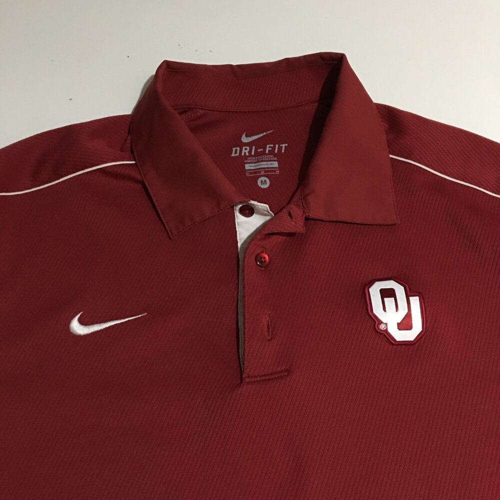 Oklahoma Sooners Nike Dri Fit Medium Polo Shirt Red Mens - Picture 3 of 9